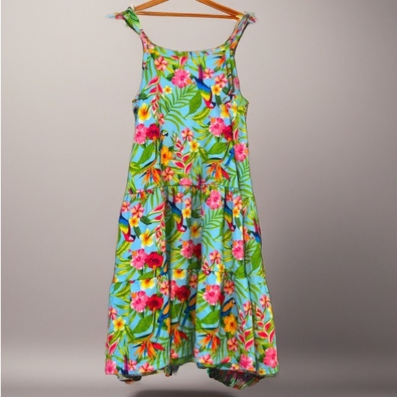 ❗️5X$30❗️ Floral Kids Dress in Blue and Pink - Picture 1 of 5